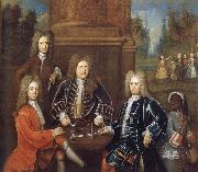 unknow artist Elibu Yale the 2nd Duke of Devonshire,Lord James Cavendish,Mr Tunstal and a Page china oil painting artist